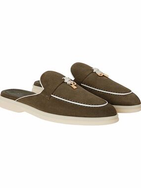Loro piana summer charms walk mules suede Sicilian capers